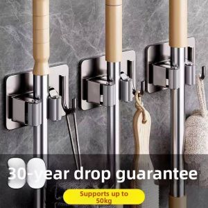 Mop Broom Holder Organizer Wall Mountable No Drilling