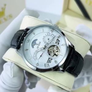 OLEVS 6652 Nam Đồng Hồ Cơ Tự Động Pha Mặt Trăng Dây Da Cao Cấp Chống Nước Chống Sốc Thời Trang Phong Cách Tinh Hoa