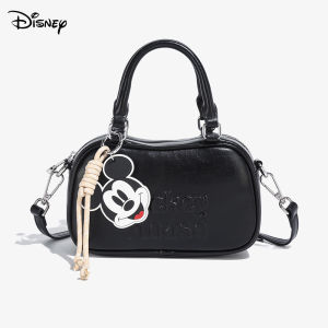 Disney Official Authentic Mickey Mouse Series Black White Pink Brown Versatile Fashionable Retro Style Messenger Bag Boston Bag Crossbody Bag