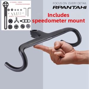 Rpantahi | Carbon Fiber Integrated Handlebar Ultralight High Strength Internal Cable Routing Aerodynamic Double Disc Brake