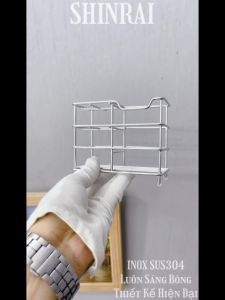 ( Dán Tường ) Khay Đựng Bàn Chải  Tuýp Kem Đánh Răng INOX SUS304 4 Lỗ SHINRAI