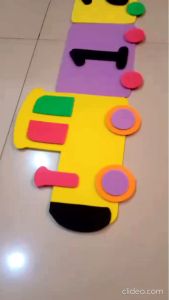 1 Set (10 cm x 150 cm) Hiasan Dinding Angka 1-10 Peraga Edukatif Paud TK Tema Kendaraan Kereta Api