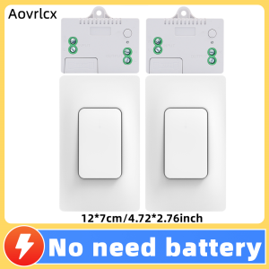 Aovrlcx Wireless RF 433mhz Remote Control Switch 1/2gang Waterproof Push Button Switch No Battery Self-powered for Light Home