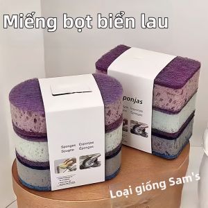 Bọt Biển Rửa Chén Hai Mặt Dày Đặc Không Dầu 3 Cái