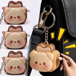 2pcs Cute Toaster Keychains Sound Stress Relief Press Button Funny Keychains for Friends Couples for Bag Backpack Decor Gifts