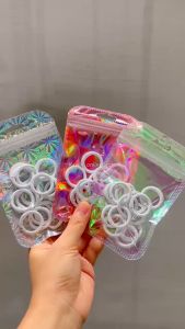 5pcs Plastik Laser Pouch Klip Ziplock Kemasan Hologram Kemasan Souvenir Aksesoris