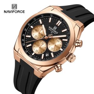Naviforce | Top Brand NAVIFORCE Men Multifunctional Chronograph Watch 3ATM Waterproof Luminous Hands Silicone Strap Mens Quartz Watch Gift