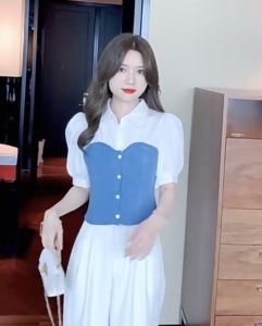 เสื้อเบลาส์สองชิ้นปลอมสำหรับผู้หญิงเสื้อเบลาส์แขนสั้นคอปกคอปกเสื้อเสื้อลำลองเสื้อสตรีฤดูร้อน