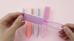 4Pcs Transparent Nail Brush Cleaning Brushes Plastic Handle Grip Multifunctional Brush Cleaner Scrubbing Pedicure For Manicure