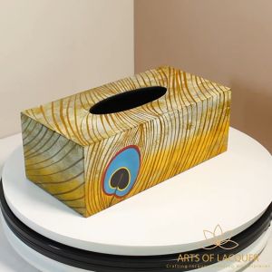 Hộp Đựng Khăn Giấy Sơn Mài Lông Vũ Thanh Lịch