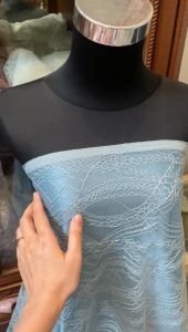 Bahan Kain Brokat Lace Amethyst Warna Dusty Blue