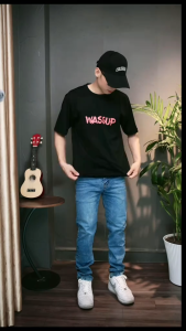 Quần jeans nam Hậu Tâm ống thẳng ôm vừa co giãn tốt chất liệu 95% cotton 5% spandex form trẻ trung dễ phối đồ