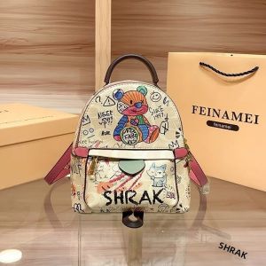 Ba Lô Mini Nữ Cao Cấp Phong Cách Graffiti Túi Du Lịch Mùa Xuân Hè 2025 Đeo Vai Đơn Chất Liệu PVC Lót Cotton Hữu Cơ