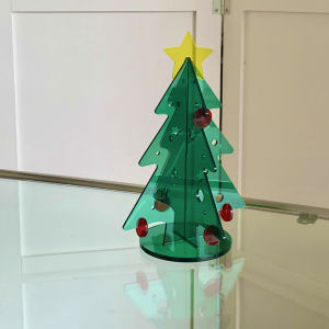 HaveChic Acrylic Mini Christmas Tree เครื่องประดับตกแต่งบ้านสไตล์ยูนิคอร์นสีชมพู ของขวัญปีใหม่ งานฝีมือ DIY ระดับไฮเอนด์