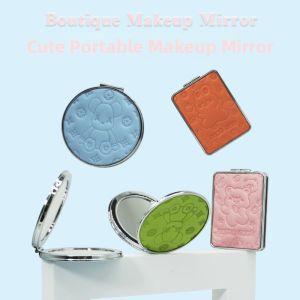 Foldable Cartoon Printed Leather Compact Mirror