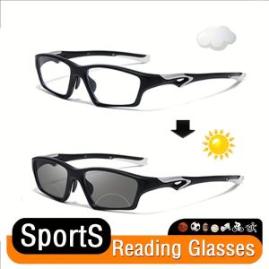 3 In1แว่นตาอ่านหนังสือเปลี่ยนสีได้แว่นตาอ่านหนังสือสองเลนส์โฟโตโครมิกสำหรับผู้ชายแว่นอ่านหนังสือแฟชั่นกันลื่นเปลี่ยนสีได้ TR90เล่นกีฬา