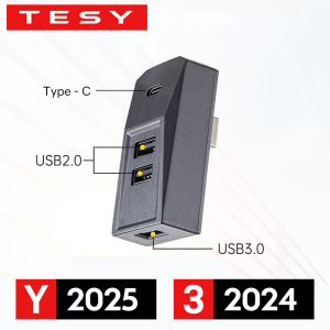 Glovebox USB Hub For Tesla Model Y Juniper 2025 Launch Model 3 Highland Type-C Digital Splitter Docking Station Data Tansmission