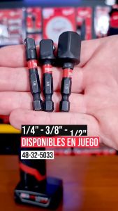 Đầu chuyển từ vít sang vặn khẩu bulong Milwaukee 1/4 - 3/8 - 1/2 SHOCKWAVE | Đầu chuyển vặn khẩu chuôi lục giác thép S2 cho máy khoan pin khoan điện đầu chuyển lắp máy khoan đa năng