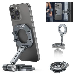 2026 Dual Magnetic Phone Holder with 1/4"-20 Cold Shoe Magnet Tripod Mount Gym Holder for Magsafe iPhone 16 15 14 13 12 Series
