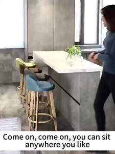 HARBOX Modern Simple Bar Chair Stool Bar Stool Wood High Chair Stain Less Steel Stool Reception Chair Metal Stool