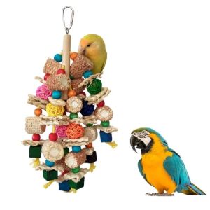 Natural Woven Corn & Seagrass Chew Toys for Medium/Large Parrots - Bird Teething Foraging Boredom Relief Toy Random Color