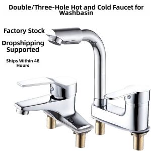 Bathroom Faucet with Cold and Hot Water Function Copper