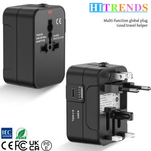 Universal Travel Plug Adapter 1 USB and 1 Type-C Charging Port Wall Charger AC Power Converter Suitable for USA EU UK AU