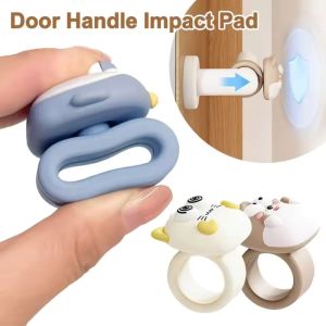5 cái cửa phong cách hoạt hình đệm tay nắm cửa Pad Silicone Mèo chim cánh cụt thiết kế hình chó không khoan chống va chạm miếng bảo vệ tường