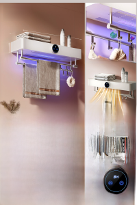 Bathroom Towel Rack Electric Heating No Drilling Required Towel Drying Machine Disinfection And Killing Germs Smart Heating Toothbrush Storage Shelf