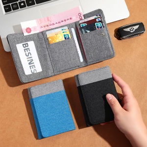 กระเป๋าสตางค์ผ้าใบพับได้สำหรับผู้ชาย กระเป๋าใส่เอกสารและบัตรแบบทนทานขนาดใหญ่ กระเป๋าใส่เอกสารแบบยูนิเซ็กซ์ กระเป๋าใส่เอกสารแบบพับได้