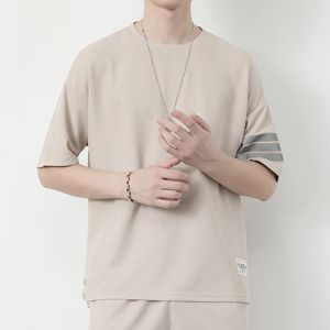 ROMON | Romon Mens Short Sleeve T-Shirt Summer Thin Loose Casual Round Neck Sport Running Two-Piece Set Lightweight Breathable Polyester