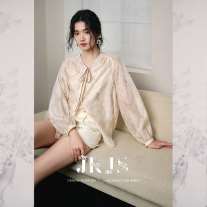 JK＆JS | Áo Sơ Mi Cột Dây Thêu Sang Trọng