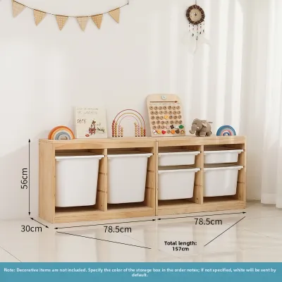 Large Capacity Solid Wood Living Room Wall-Mounted Toys Storage Cabinet