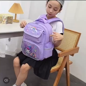 Cute Kuromi cartoon Kids School Bag (5-16Y) Waterproof large capacity Childrens school backpack Spine Protection Load Reduction Primary School Students Bags