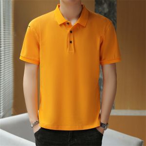 ROMON | Lormen Mens Pure Cotton Polo Shirt Summer Thin Business Casual With Collar Solid Color Short Sleeve T-Shirt Ice Silk Clothes