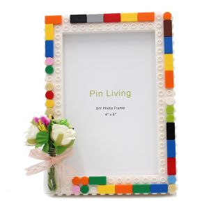 Family Portrait of Children Kindergarten Activity Building Blocks Photo Frame Homemade by Hand DIY Material Package Cute Cartoon Gift