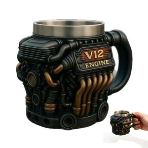 V12 Engines Stainless Steel CupCoffee Mug with Insulated HandlePerfect for Car Lovers GiftsMechanics Birthday Christmas