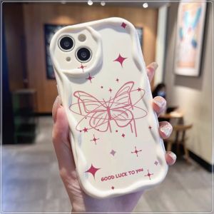 Good Luck Butterfly Compatible for IPhone 15 Plus 11 14 13 12 15 Pro Max XR X XS Max 15 7Plus 8plus Wavy Curved Edge