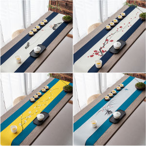 Hand Painted Bench Waterproof New Chinese Table Runner Light Luxury and Simplicity Tea Mat Fabric Zen Tea Table Tea Art Chinese Style Tea Table Mat
