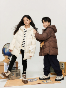 Fashionable 3D Bear Warm Kids Down Jacket