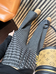 Comfortable Striped Wide Leg Casual Pants Womens Autumn New Style Lazy Loose Drapey Long Trousers Soft Velvet Material