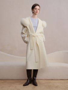 DUSHU | Luxury Fox Fur Collar Coat Womens Plus Size Woolen Jacket