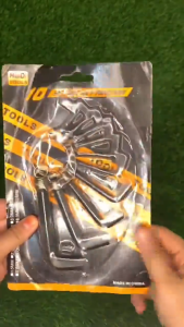 Kunci L Set 10Pcs Plat Hex Hexagonal Key Wrench Huidi Tool Perkakas 15mm - 10mm Kunci L Segienam 10IN1 - HOMIA