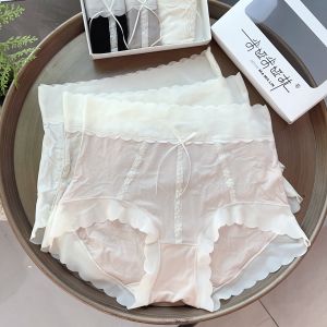 Miyalin 3-Pack Mulberry Silk Modal Seamless High Elastic Underwear for Women High Waist Antibacterial Crotch Comfortable Briefs