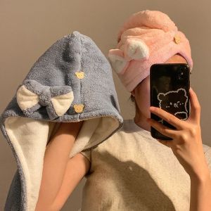 Quick Drying Bathing Hat Shampoo Headband Towel Cute Bowtie Dry Hair Hat for Women with High Aesthetic Value Water Absorbent