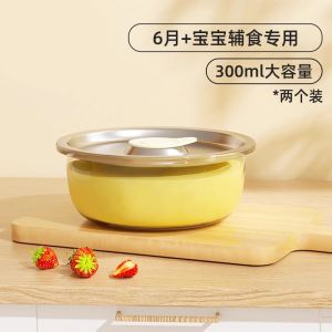 High Borosilicate Glass Baby Food Bowl with Stainless Steel Lid Steamed Egg Bowl Heat Resistant Suitable for 6-36 Months Baby