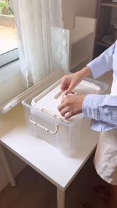 กล่องพลาสติกเหลี่ยมฝาหูหิ้ว (ซ้อนกันได้) รุ่น CK-009CW (สีพาสเทล) 6ชิ้น กระเป๋าที่ดีสำหรับที่มีเงินเท่ากัน