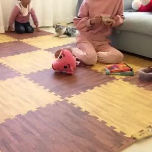Home Use Foam Floor Mat 60x60 Wood Grain Pattern Bedroom Tatami Style Connecting Crawling Puzzle Design Dormitory Sponge Pad
