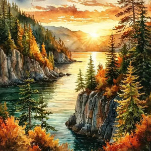 500/1024PCS Jigsaw Puzzle Peaceful Sunset River Mountain View For Adults Ideal For Stress Relief And Relaxation