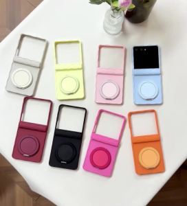 Wave Frame Silicone Matte Bracket Phone Case For Samsung Galaxy Z Flip 7 6 5 Candy Color Hinge Shockproof Magnetic Back Cover